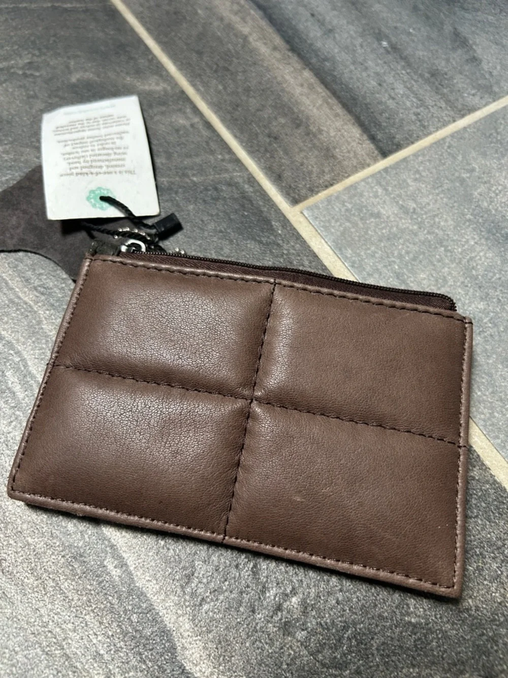 soruka Brown Quilted Leather Card & Key Holder